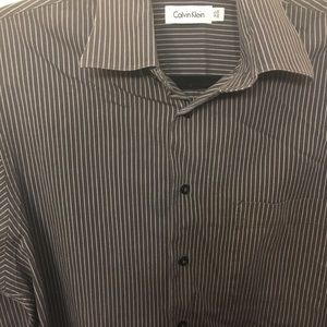 Grey and White Stripe Dress Shirt sz M